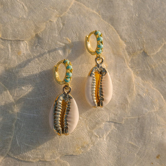 Turquoise Puka Shell Hoops