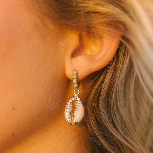 Turquoise Puka Shell Hoops