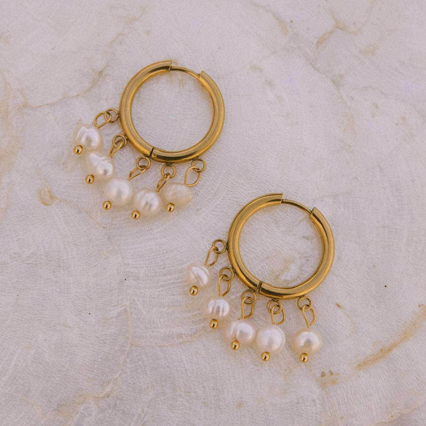 Pearl Drop Hoops