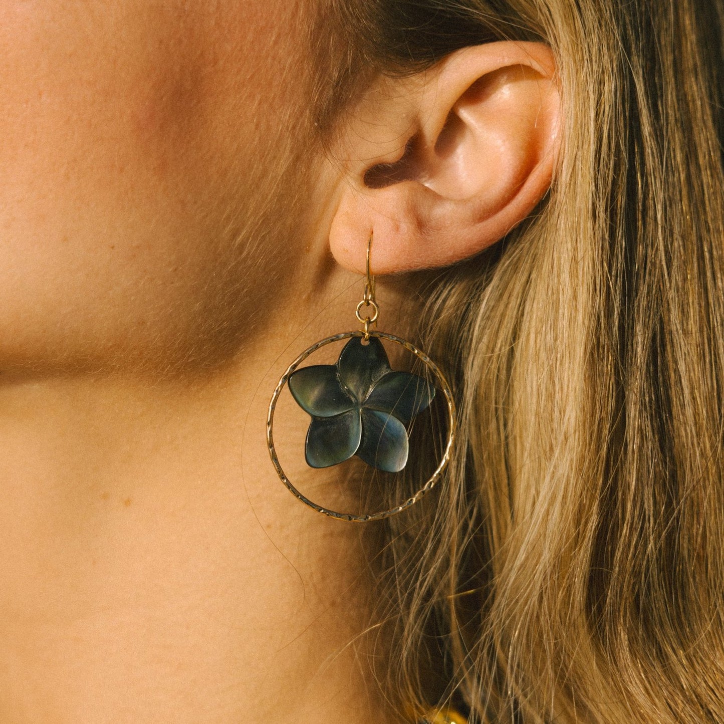 Abalone Plumeria Hoops
