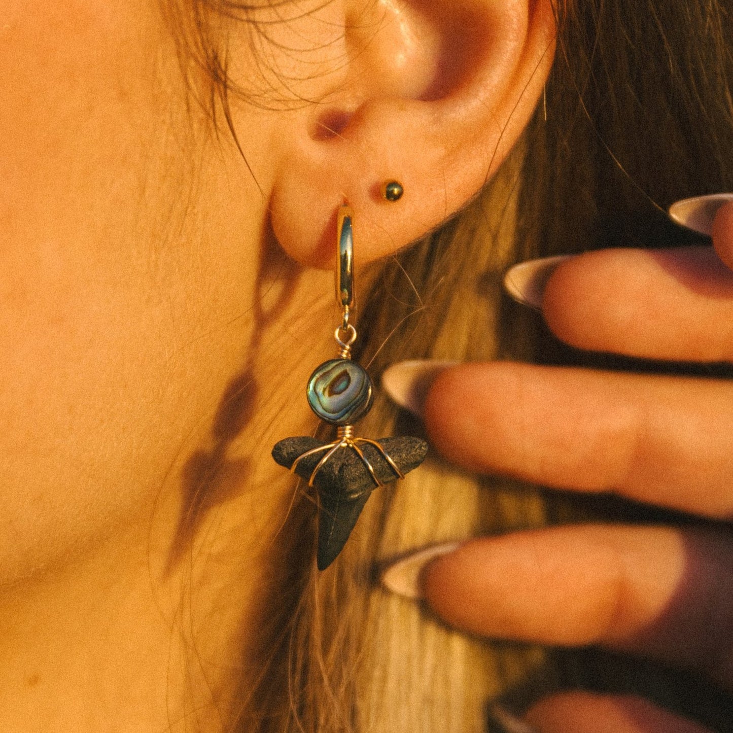 Abalone Shark Tooth Baby Hoops
