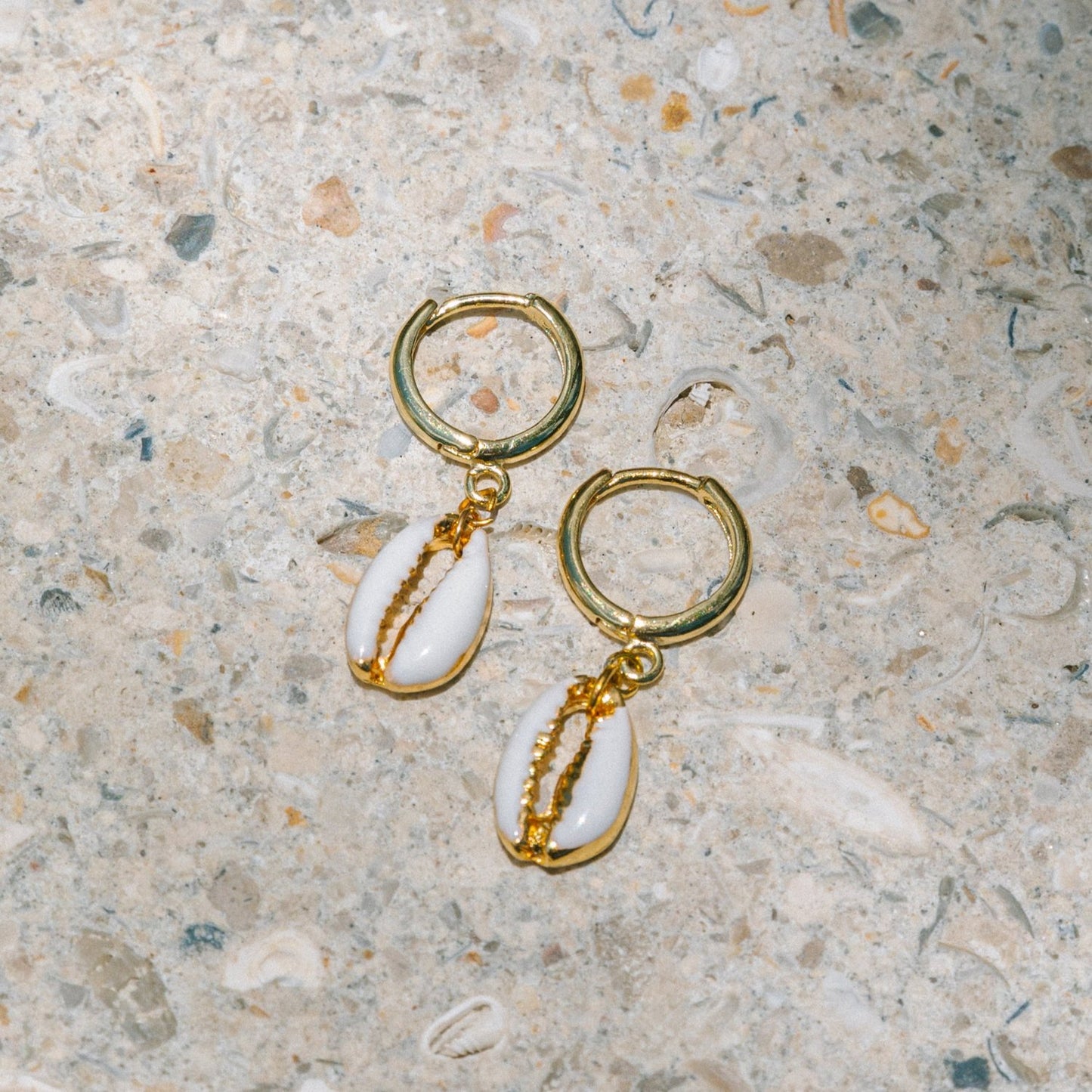 Enamel Puka Shell Hoops