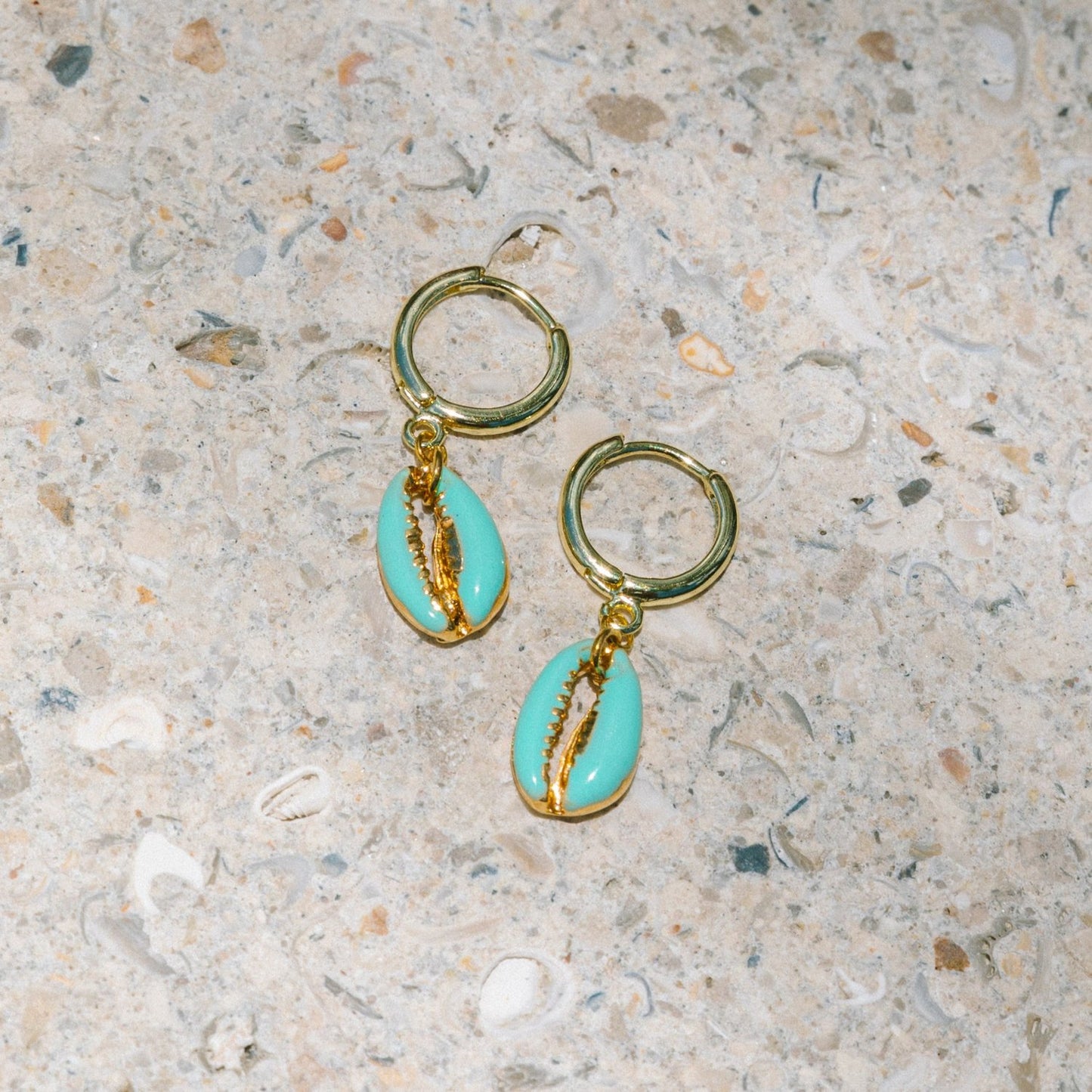 Enamel Puka Shell Hoops