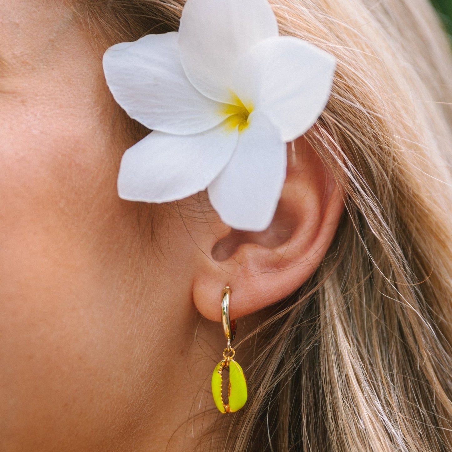 Enamel Puka Shell Hoops