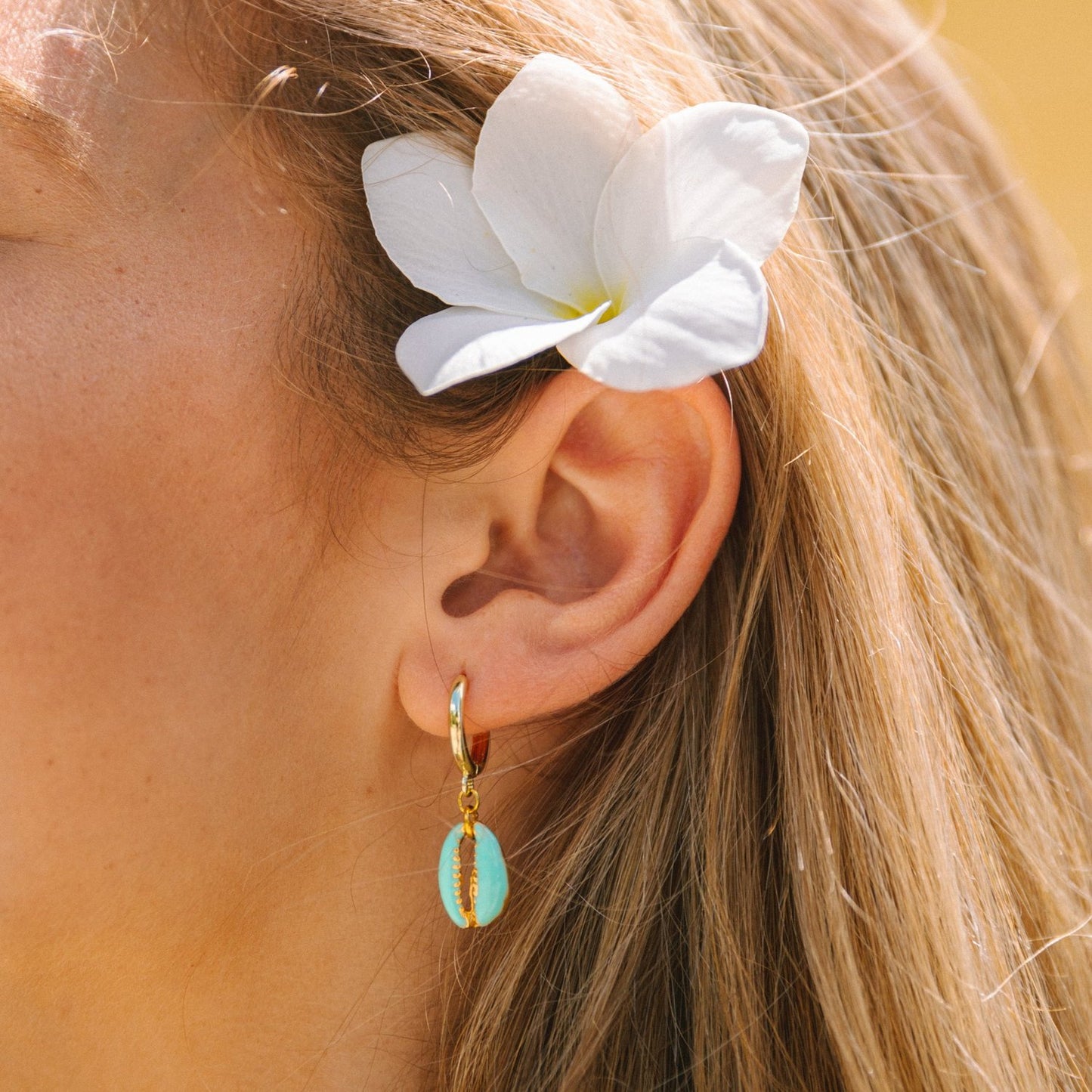 Enamel Puka Shell Hoops