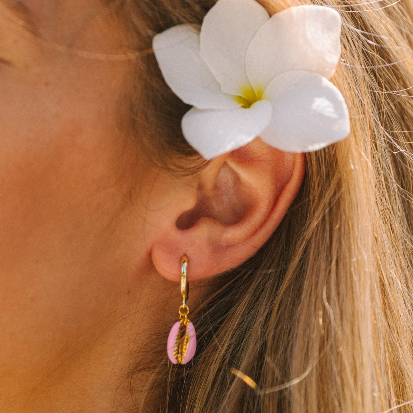 Enamel Puka Shell Hoops