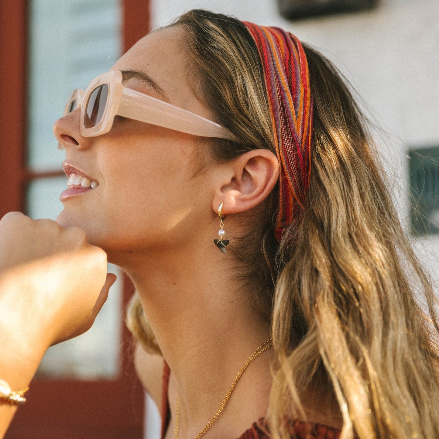 Pearl Shark Tooth Baby Hoops