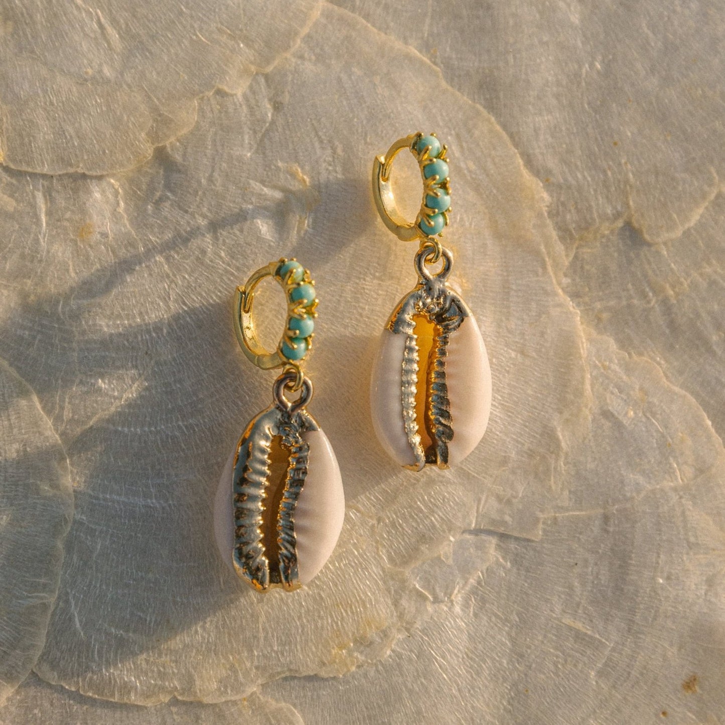 Turquoise Puka Shell Hoops