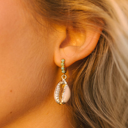 Turquoise Puka Shell Hoops