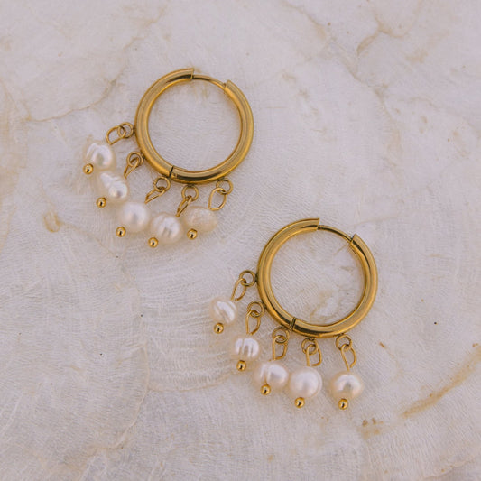 Pearl Drop Hoops