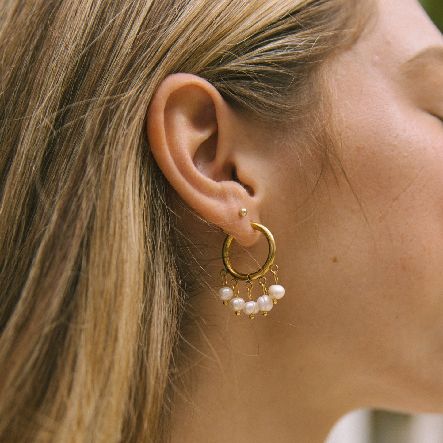 Pearl Drop Hoops