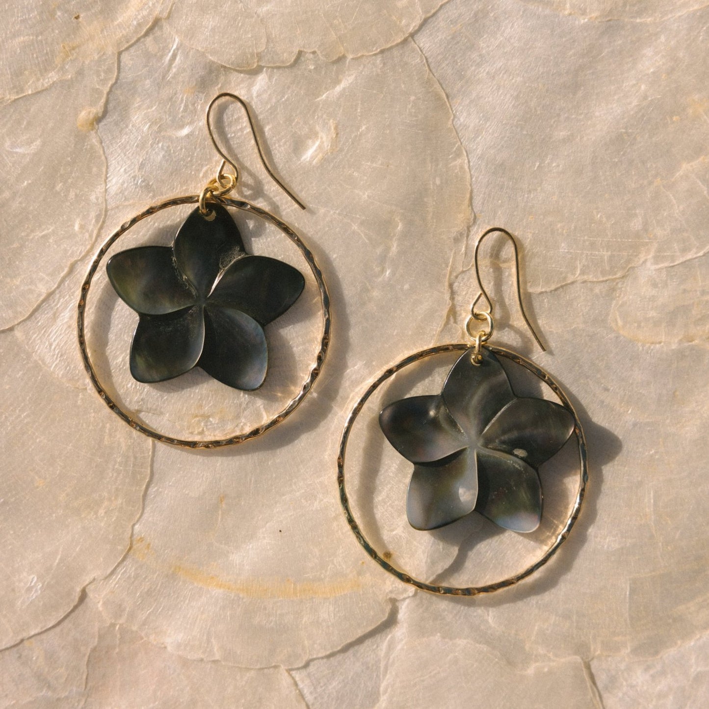 Abalone Plumeria Hoops