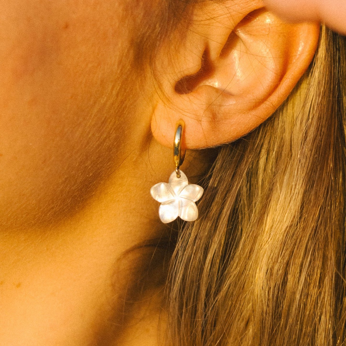 Plumeria Baby Hoops