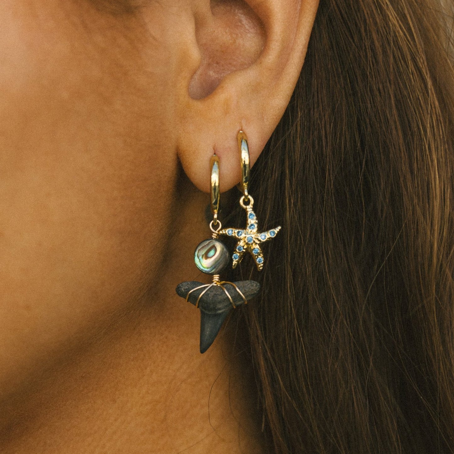 Abalone Shark Tooth Baby Hoops