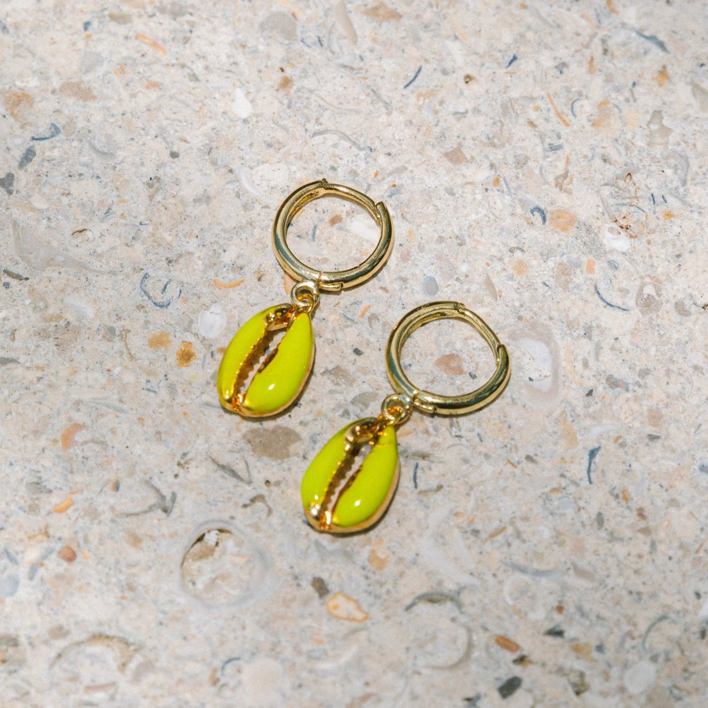 Enamel Puka Shell Hoops
