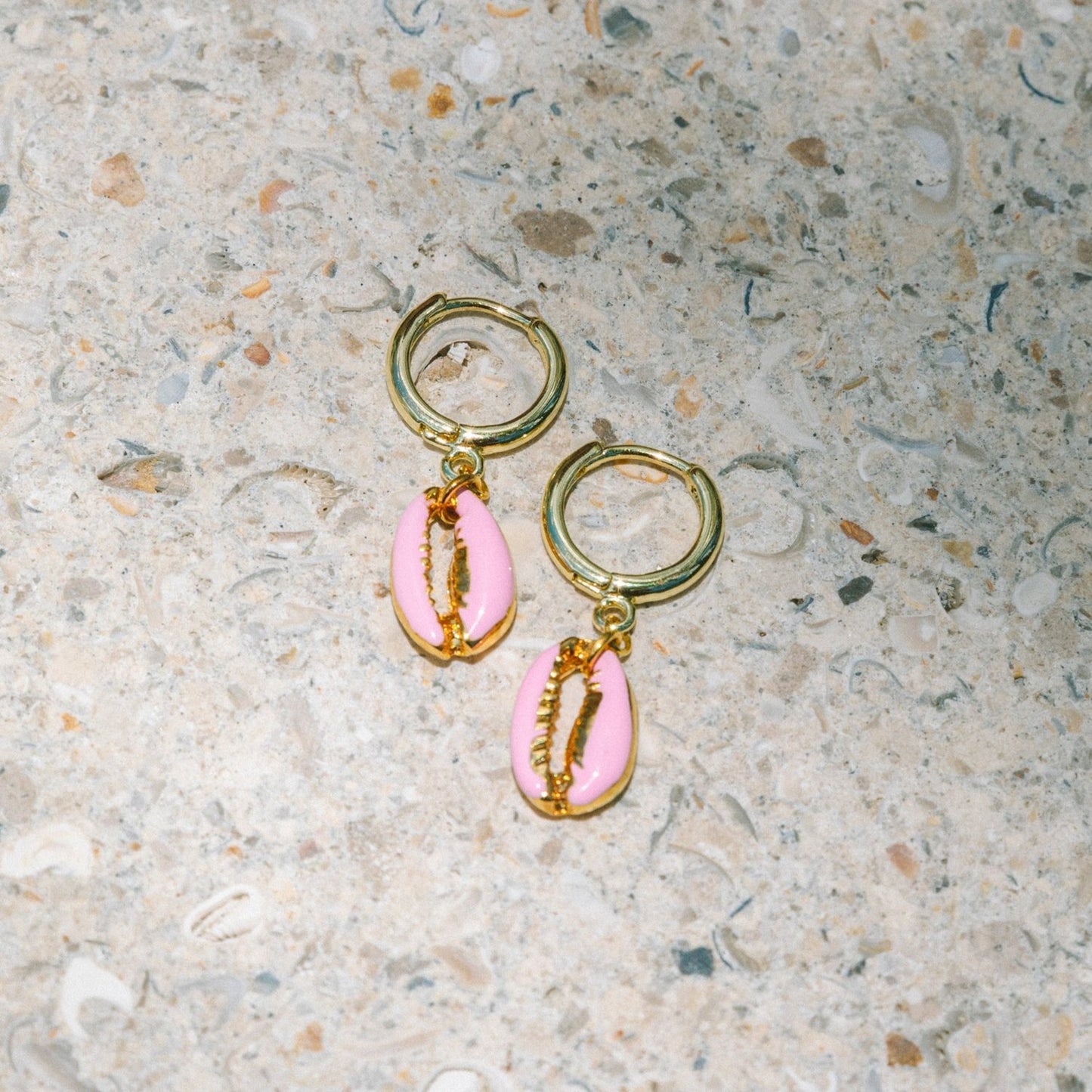 Enamel Puka Shell Hoops