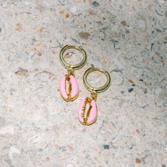 Enamel Puka Shell Hoops