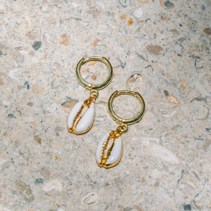 Enamel Puka Shell Hoops