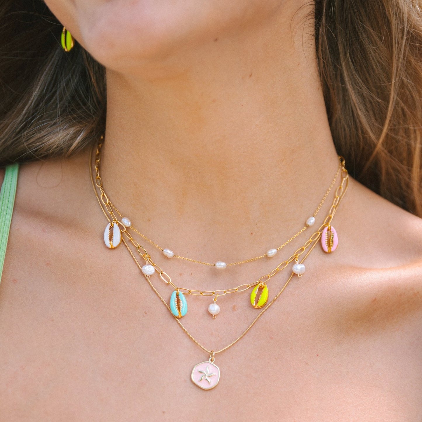 Puka Shell Charm Necklace