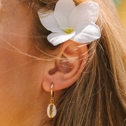 Enamel Puka Shell Hoops
