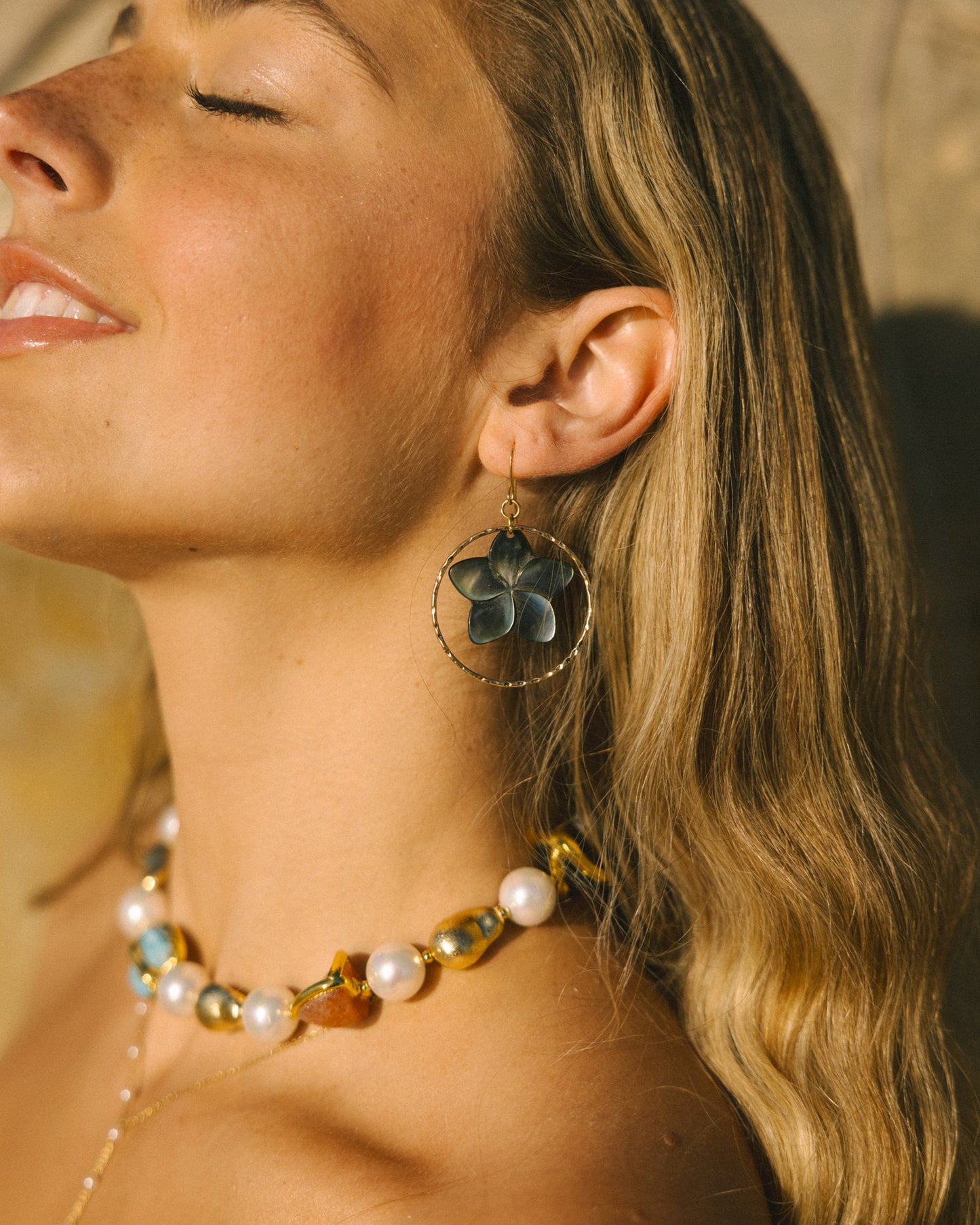 Abalone Plumeria Hoops