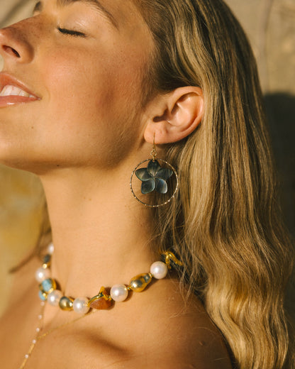 Abalone Plumeria Hoops