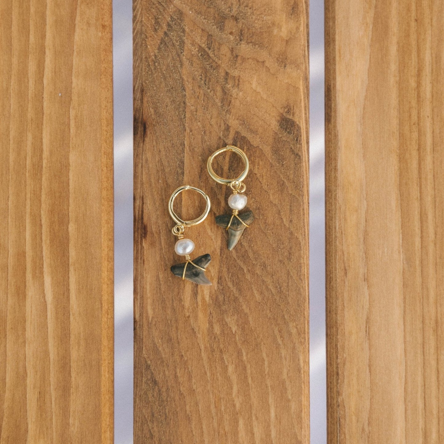 Pearl Shark Tooth Baby Hoops