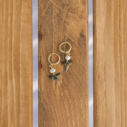 Pearl Shark Tooth Baby Hoops