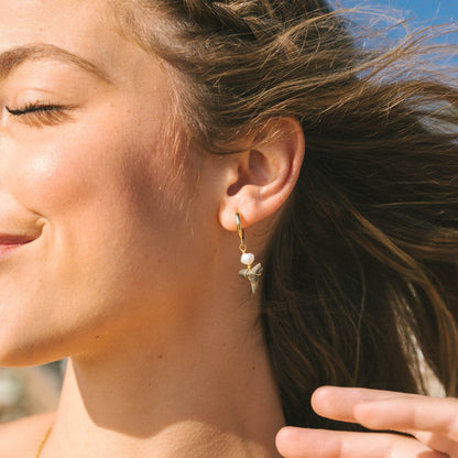 Pearl Shark Tooth Baby Hoops